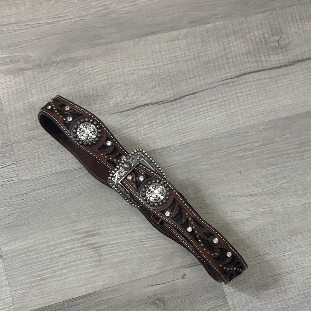Ariat Brown Leather Belt with Silver Details